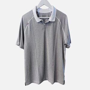 Rhone Delta Pique Lightweight Mesh Gray/White Golf Polo Shirt Men's size L